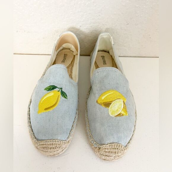 SOLUDOS platform espadrille flats embroidered lemons Size 9.5 - Picture 7 of 15